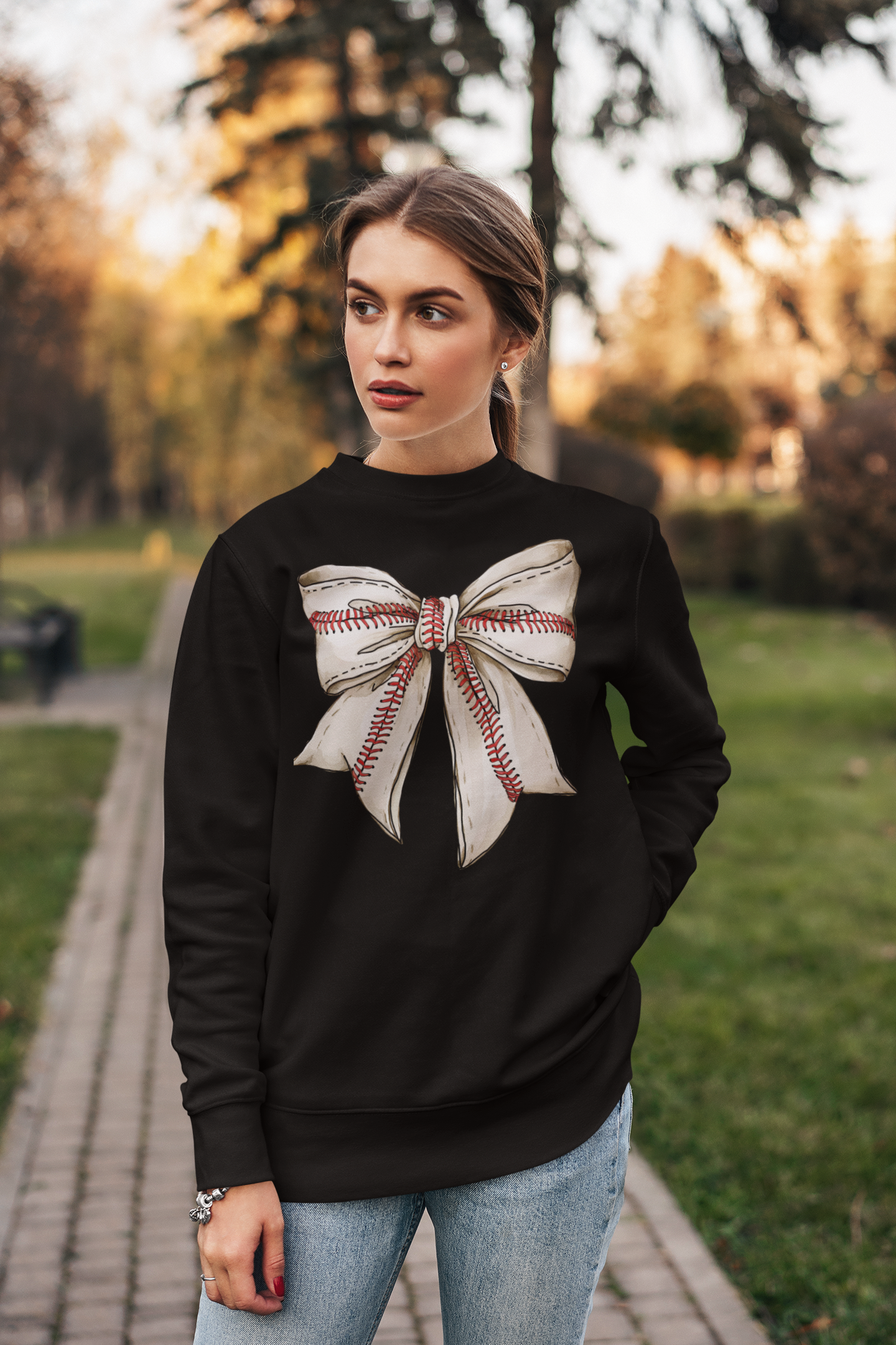 Baseball Bow Crewneck