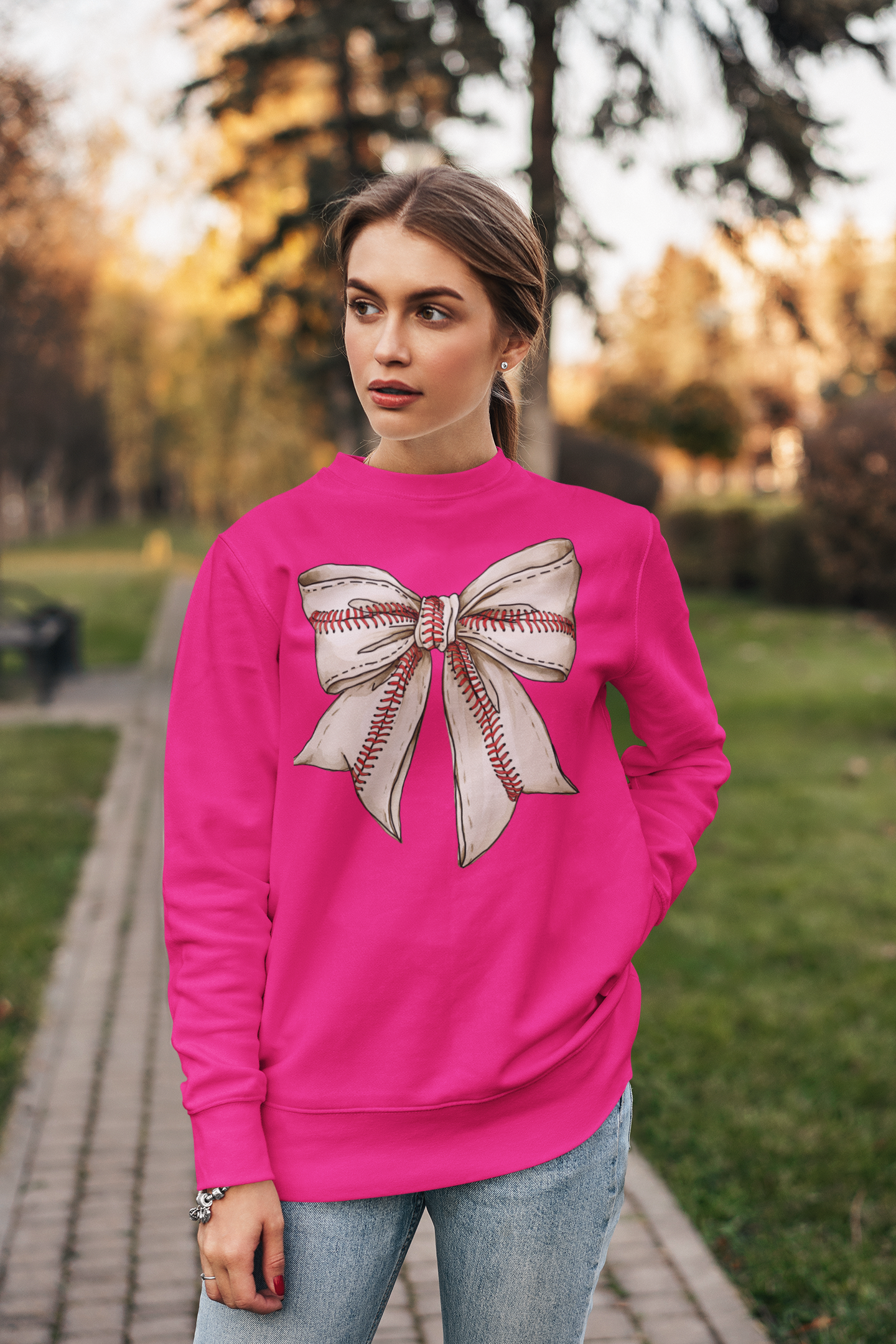 Baseball Bow Crewneck